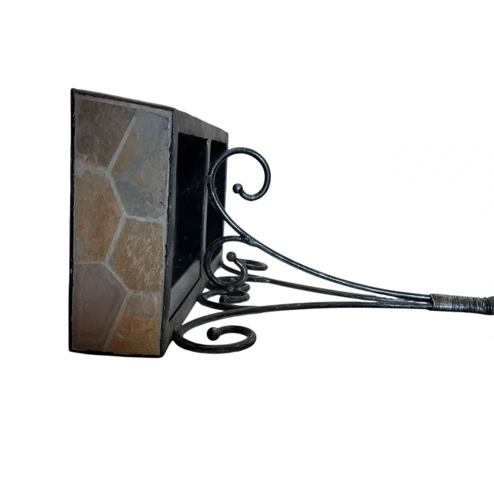 Ornate Vintage Stone and Wrought Iron Tan Brown Wall Mount Sconce Shelf (2 of 2)